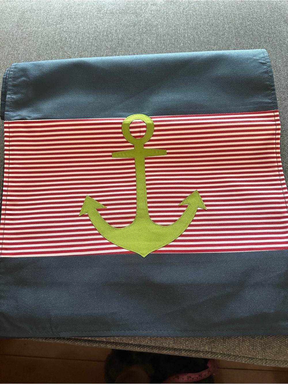 Nautical Anchor Stripe Table Runner in Navy, Red & Lime (70 Inches)